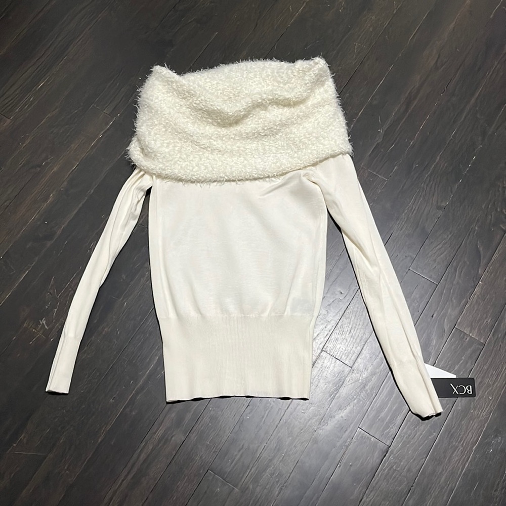 NWT off the shoulder furry top sweater